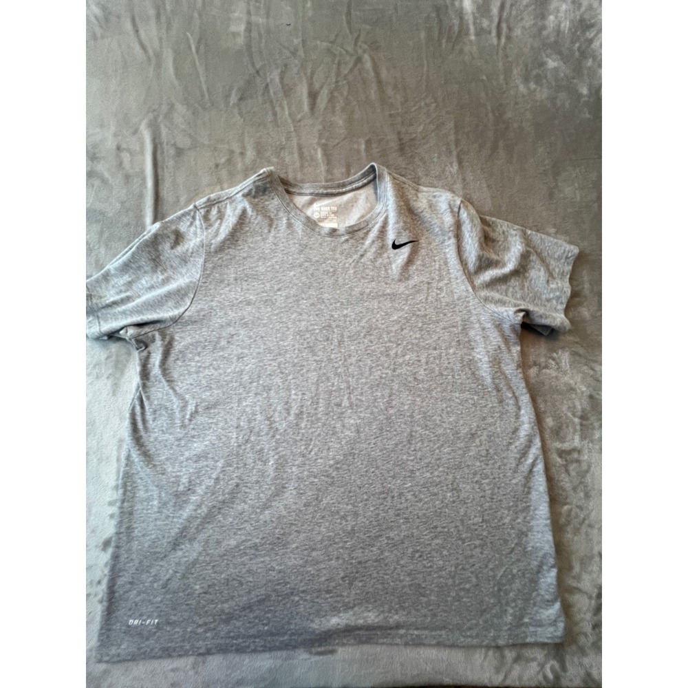 Nike T-Shirt Mens XXL Gray Dri-Fit Athletic Cut Short Sleeve Swoosh Logo